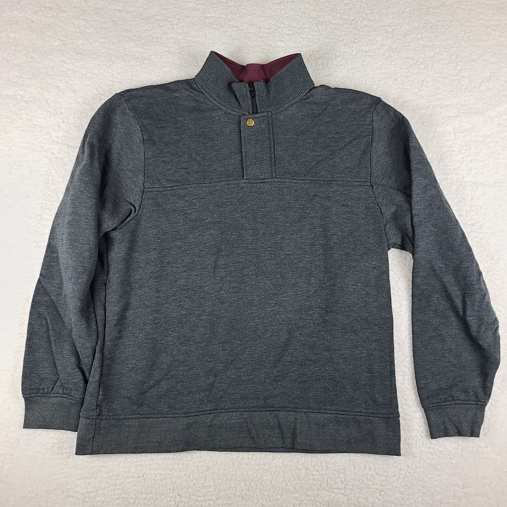 ORVIS Sweater Mens XL Dark Gray Cotton Polyester Quarter Zip Thick Sweatshirt